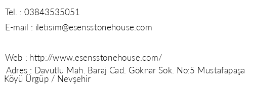 Esens Stone House telefon numaralar, faks, e-mail, posta adresi ve iletiim bilgileri